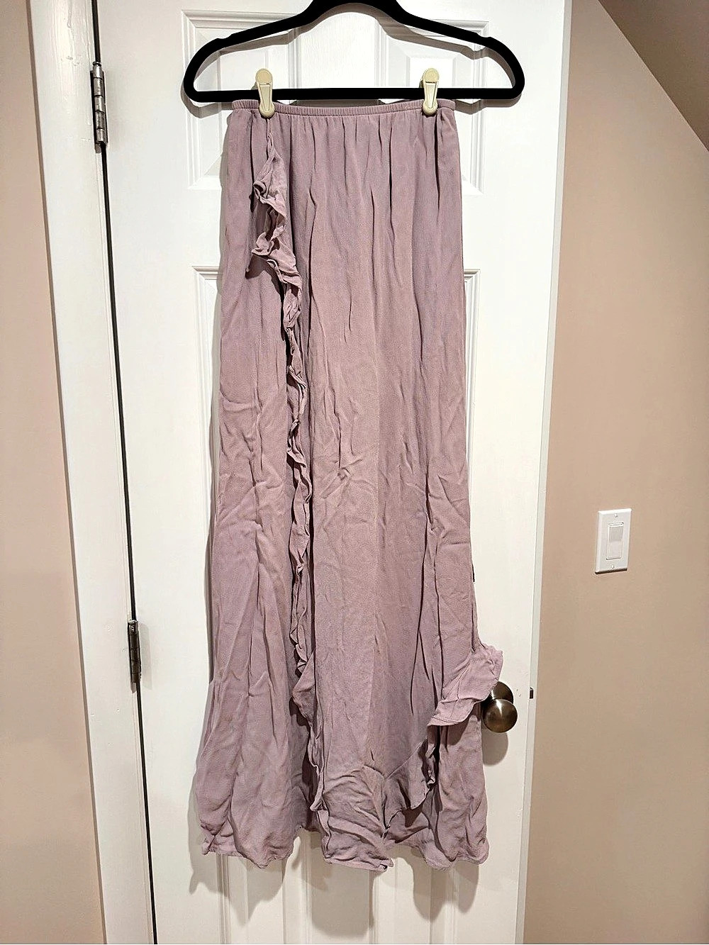 Reformation Ruffle Maxi Skirt, Lilac, Size Small